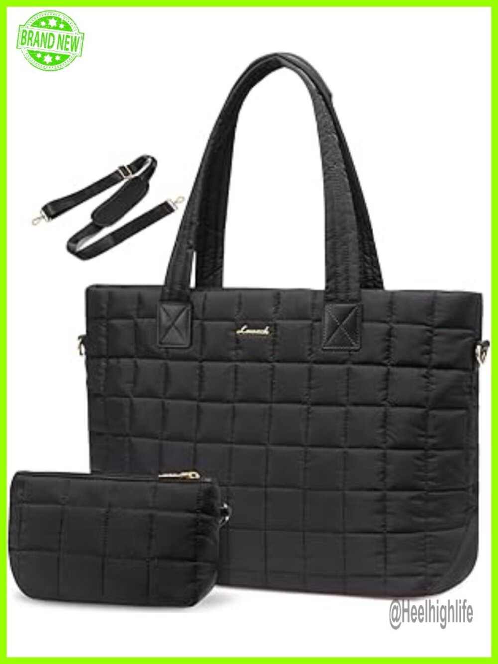 Lightweight Quilted Laptop Tote Bag for Women, 15.6" Work Tote with Padded - Picture 1 of 6